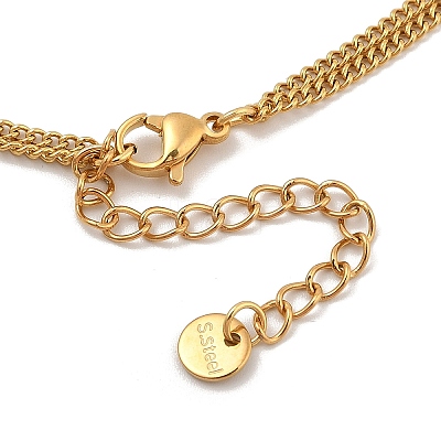 304 Stainless Steel Twisted Oval Bib Necklace for Women NJEW-A032-08G-02-1