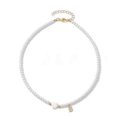 Brass Micro Pave Grade AAA Cubic Zirconia Letter Pendant Necklaces NJEW-JN04771-02-1