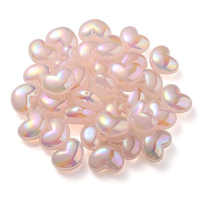 UV Plating Rainbow Iridescent Imitation Jelly Acrylic Beads X-OACR-C007-08B-1
