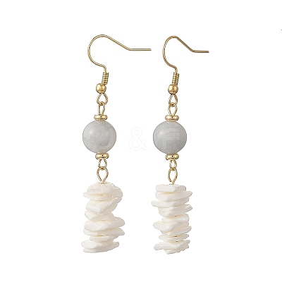 Natural Sea Shell Square Heishi Beads Dangle Earrings and Bracelets SJEW-JS01388-1