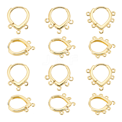 12Pcs 3 Style Brass Hoop Earring Findings KK-BC0012-37-1