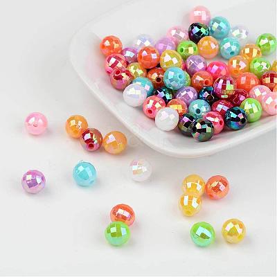 Faceted Colorful Eco-Friendly Poly Styrene Acrylic Round Beads SACR-K001-6mm-M-1