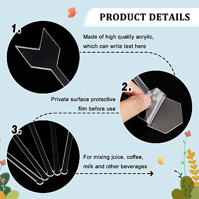 24Pcs 4 Style Transparent Acrylic Stirring Rods AJEW-FG0003-16-1
