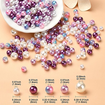 5 Colors ABS Plastic Imitation Pearl Beads KY-YW0001-63D-1