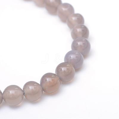 Round Natural Grey Agate Bead Strands G-R345-6mm-07-1