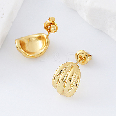 Pumpkin Stripe 304 Stainless Steel Stud Earrings for Women VG3470-1