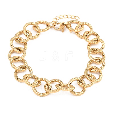 Hammered 304 Stainless Steel Rolo Chain Bracelets for Women BJEW-A160-10G-1