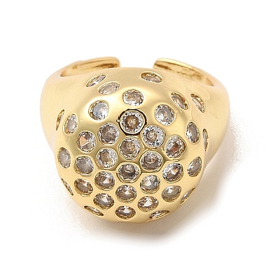 Rack Plating Brass Micro Pave Cubic Zirconia Cuff Rings RJEW-C054-01G-1