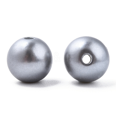 Spray Painted ABS Plastic Imitation Pearl Beads OACR-T015-05C-02-1