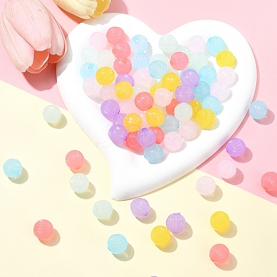120Pcs 6 Colors Imitation Jelly Acrylic Beads MACR-YW0003-22-1