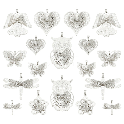 18Pcs 9 Styles Brass Rhinestone Pendants FIND-PH0020-70-1