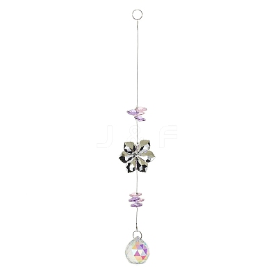 Glass Flower Hanging Suncatchers HJEW-P018-E01-1