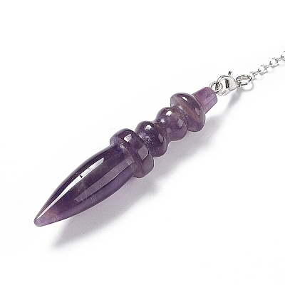 Mixed Natural & Synthetic Gemstone Pointed Dowsing Pendulums AJEW-B020-06P-1
