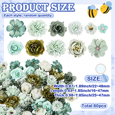 60Pcs Cloth Flower DIY-SP0005-73A-1
