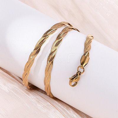 304 Stainless Steel Twisted Snake Chain Necklaces NJEW-Q013-08G-1