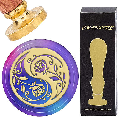 Brass Wax Seal Stamps with Wood Handle AJEW-WH0412-0229-1