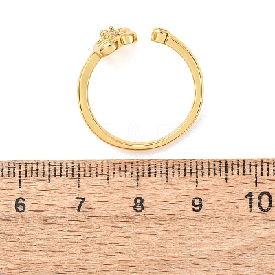 Brass Micro Pave Cubic Zirconia Cuff Open Rings for Women RJEW-F217-07G-1