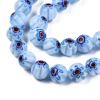Handmade Millefiori Glass Beads Strands LK-T001-10H-1