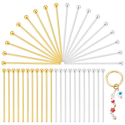 60Pcs 2 Colors 925 Sterling Silver Ball Head Pins STER-PH0003-17-1