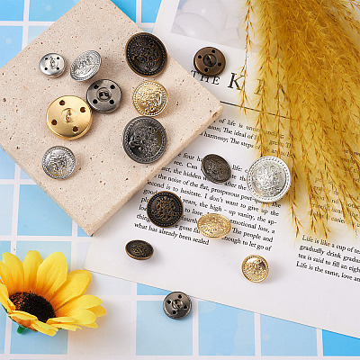 64Pcs 16 Style Brass Shank Buttons BUTT-TA0001-11-1
