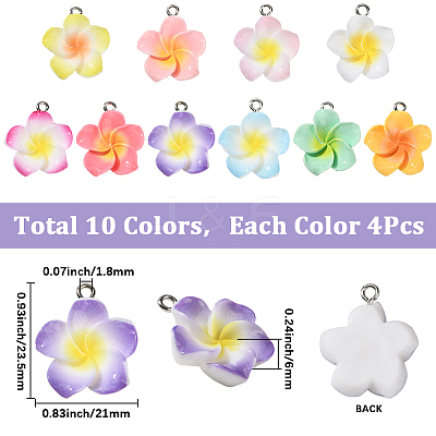 40Pcs 10 Styles Opaque Resin Pendants FIND-SC0019-47-1
