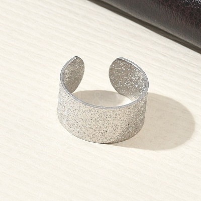 Textured 304 Stainless Steel Cuff Open Rings RJEW-D357-03P-1