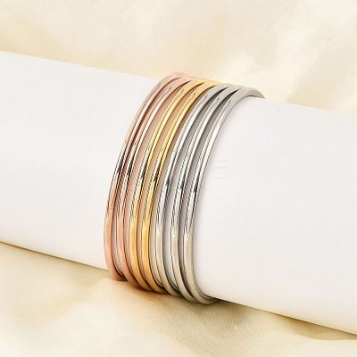 7Pcs 201 Stainless Steel Plain Bangle Sets for Women BJEW-L664-022C-M02-1