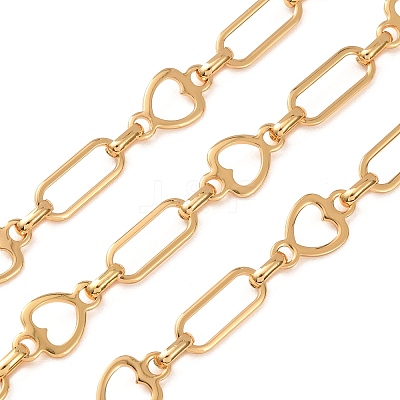 304 Stainless Steel Rectangle & Heart Link Chains SA-CBAE0F2-06G-1