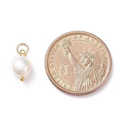 Grade B Natural Cultured Freshwater Pearl Charms PALLOY-JF01497-01-1