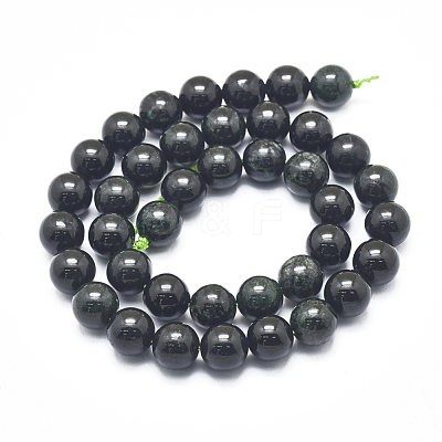 Natura Myanmar Black Jade Beads Strands G-D0001-06-10mm-1