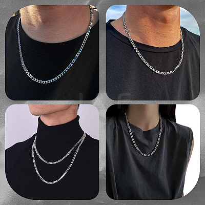 1Pc 304 Stainless Steel Cuban Link Chain Necklaces for Men Women NJEW-BM0001-08E-1