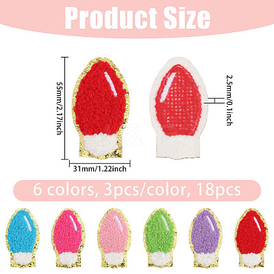 18Pcs 6 Colors Christmas Light Bulbs Polyester Embroidery Sew on Cloth Patches PATC-CA0001-35-1