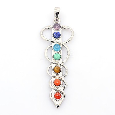 Natural & Synthetic Mixed Stone Chakras Big Pendants X-G-I114-03-1