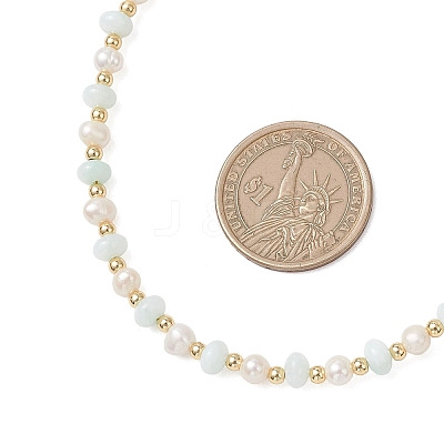 Natural Pearl and Shell Rondelle Beaded Necklaces NJEW-JN05852-1