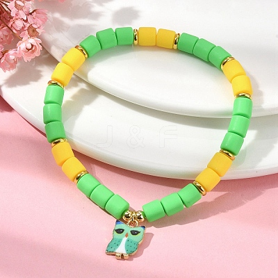 Polymer Clay Column Beaded Stretch Bracelets BJEW-JB09782-01-1