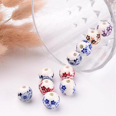 Floral Printed Porcelain Beads PORC-CF187Y-CF190Y-1