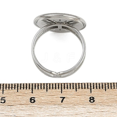 Flat Round with Sun Pattern 304 Stainless Steel Enamel Finger Rings for Women RJEW-G355-05P-02-1