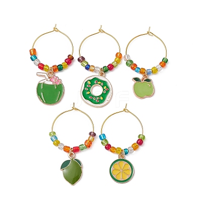 Fruit Alloy Enamel Wine Glass Charms AJEW-JO00224-1