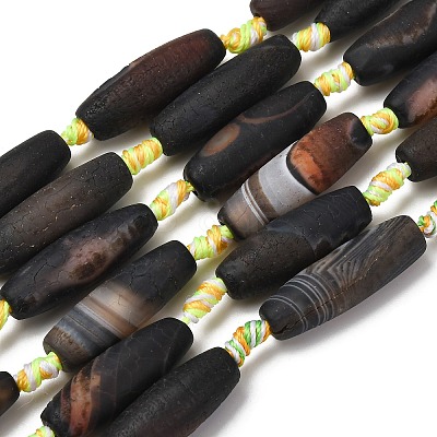 Natural Banded Agate Beads Strands G-B177-A01-01-1