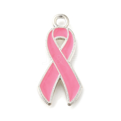 Breast Cancer Pink Awareness Ribbon Theme Alloy Enamel Pendants ENAM-C026-01A-S-1