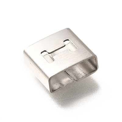 Letter Style 304 Stainless Steel Square Slide Charms STAS-L132-03I-1