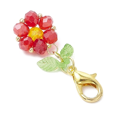 7Pcs 7 Colors Glass Pendants Decorations HJEW-MZ00249-1
