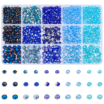 1025Pcs 15 Style Electroplate Transparent Glass Beads Sets EGLA-NB0001-27-1