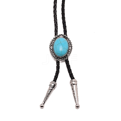 Oval Synthetic Turquoise Laria Necklace for Men Women NJEW-WH0011-17AS-1