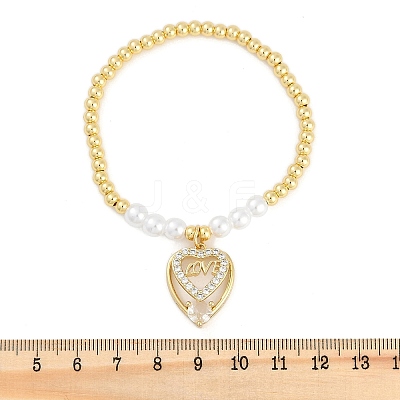 Brass Micro Pave Cubic Zirconia Charm Bracelets for Women BJEW-M050-02G-03-1