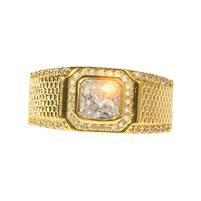 304 Stainless Steel Micro Pave Clear Cubic Zirconia Finger Rings for Men FS-WGB72EF-01-1