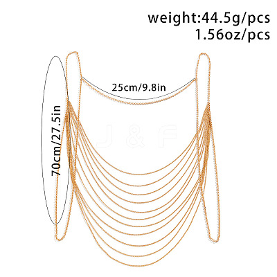 Brass Multi-Layered Tassel Chest Body Chains for Women WG39DA5-01-1