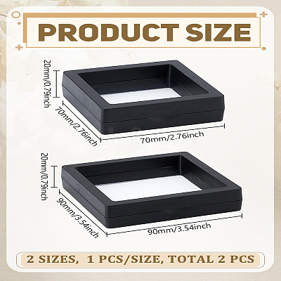 2Pcs 2 Styles Square Transparent PE Thin Film Suspension Jewelry Display Box CON-LP0001-44B-1