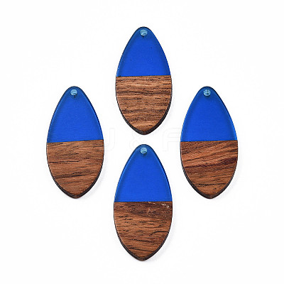 Transparent Resin & Walnut Wood Pendants X-RESI-N025-032-C03-1