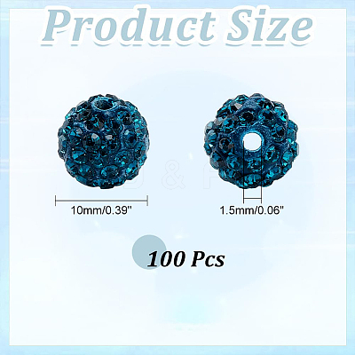 100Pcs Pave Disco Ball Beads RB-PH0001-25E-1